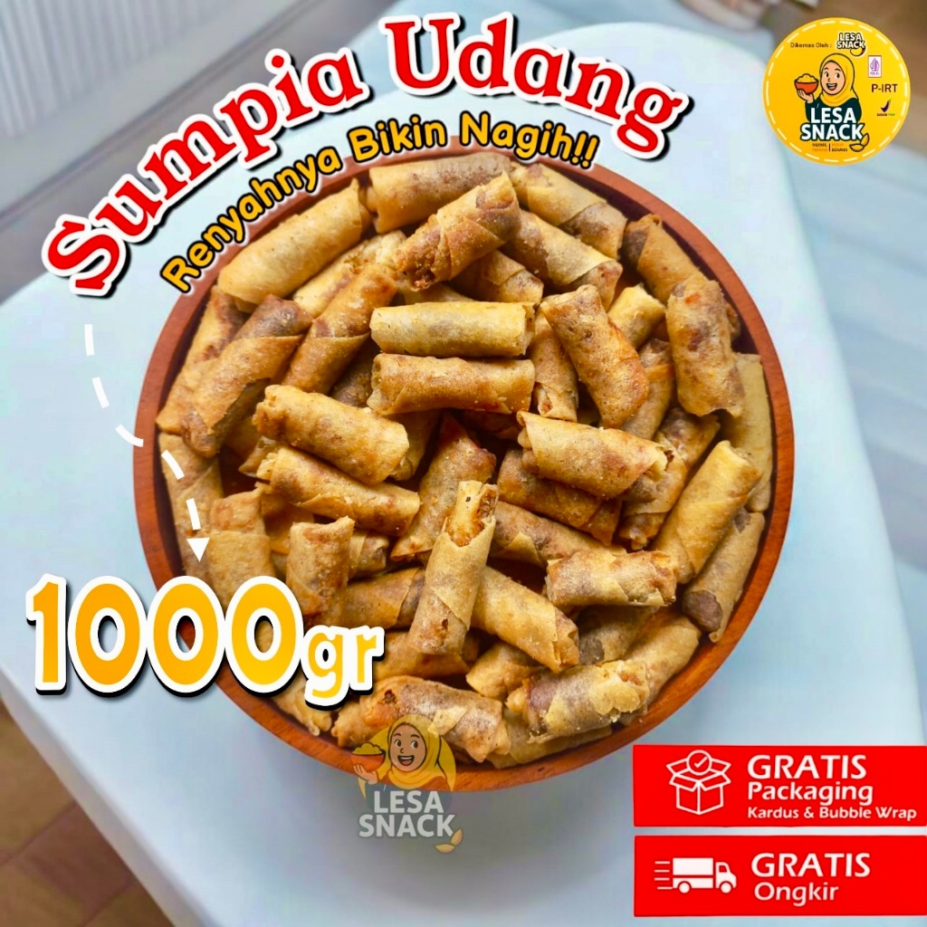 

LESA SNACK - Sumpia Udang Premium 1kg (Grosir) Makanan Ringan Cemilan Camilan Renyah Gurih