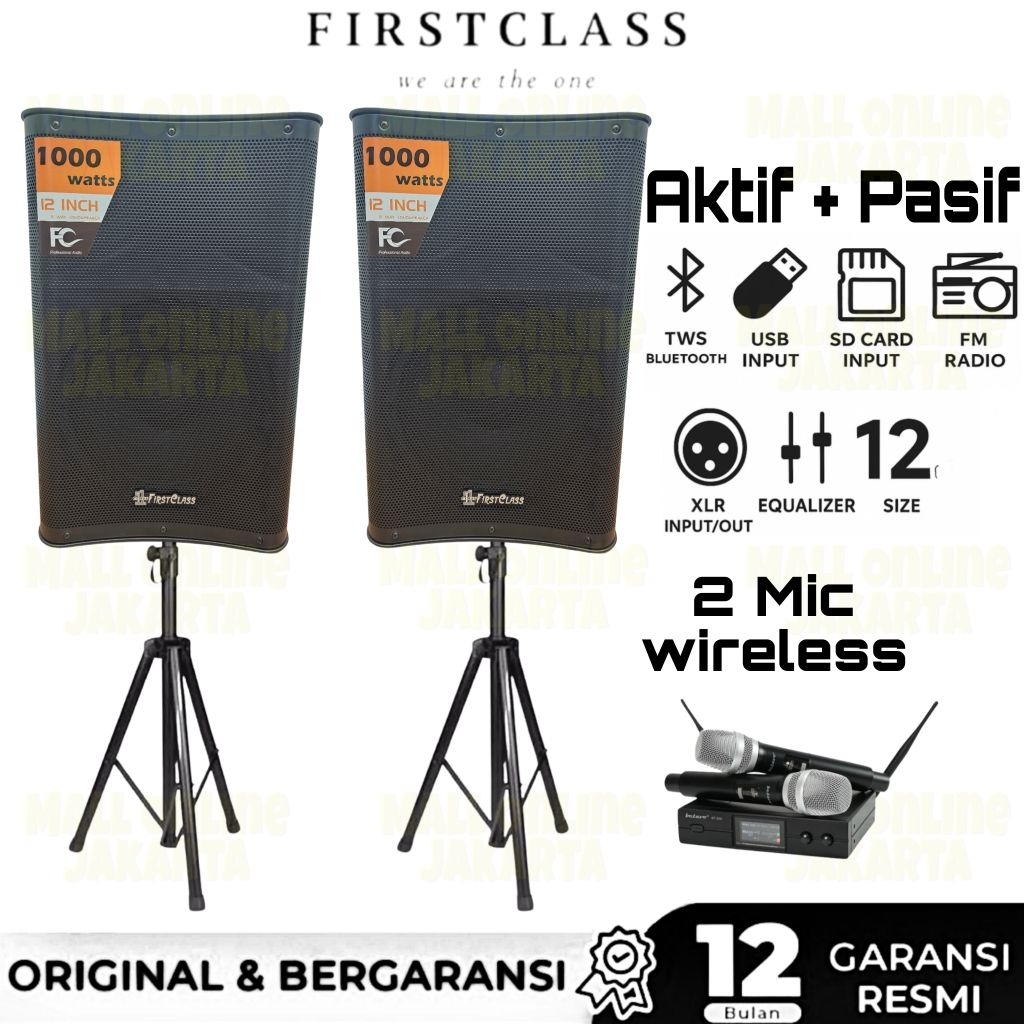 Paket speaker aktif pasif 12 inch firtsclass sound system bluetooth outdoor indoor