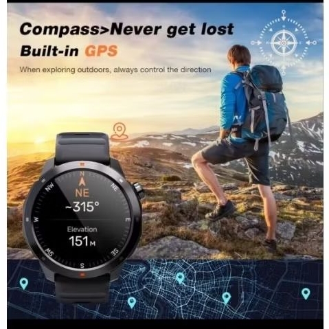 Aolon NAVI R3 smartwatch jam tangan pintar AOD display gps kecepatan -silver-black