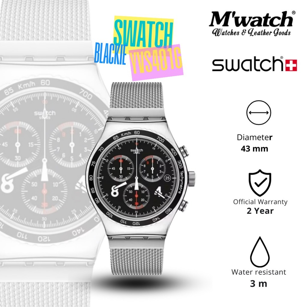 JAM TANGAN SWATCH BLACKIE YVS401G (SECOND)