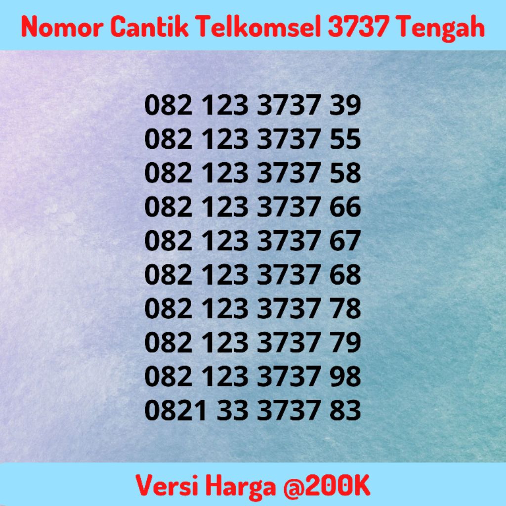 Nomor Cantik Telkomsel Seri ABAB / 3737 Tengah Versi @200K - Kartu Perdana Simpati Rapi
