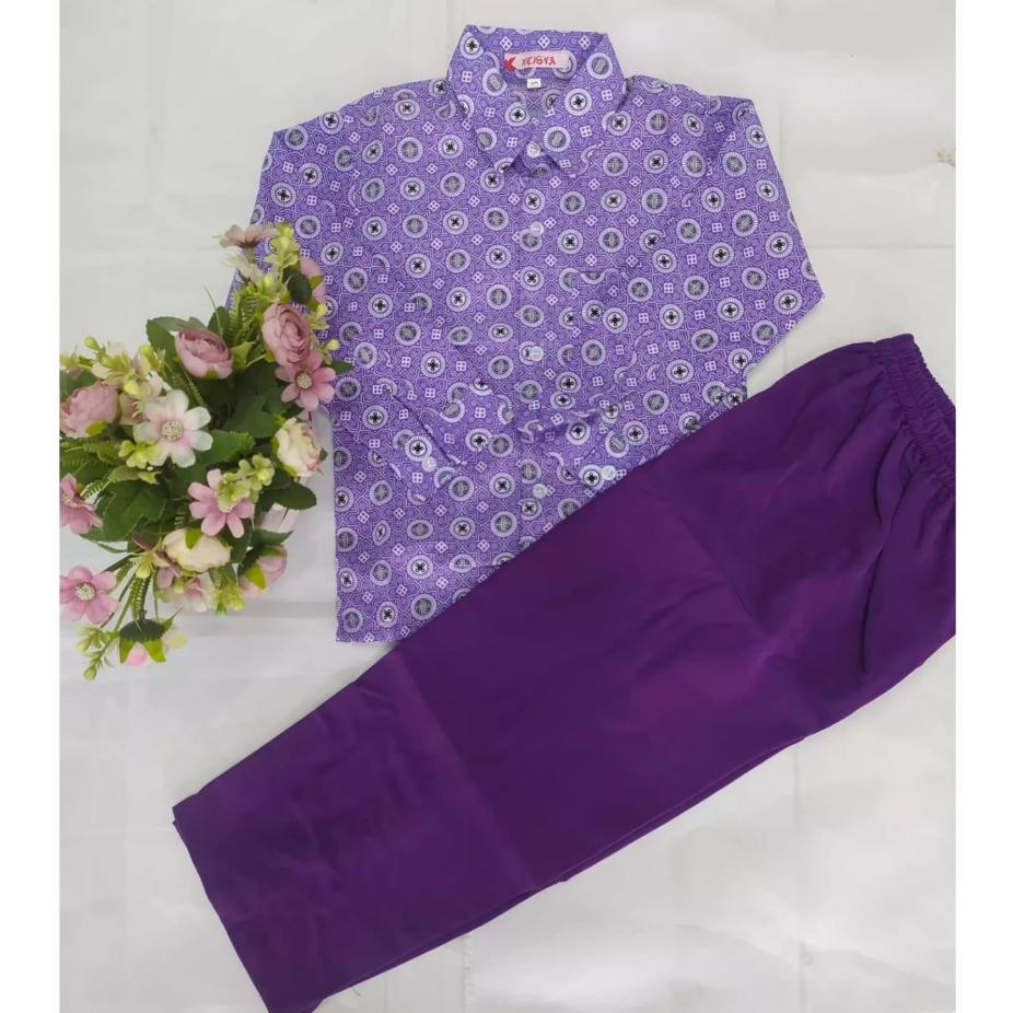 BAJU SERAGAM TK/PAUD BATIK BUNGA kapas WARNA UNGU