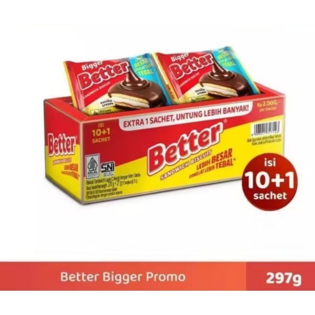 

Better cookies coklat Pack 1 Pack isi 10 + 1 sachet @297g