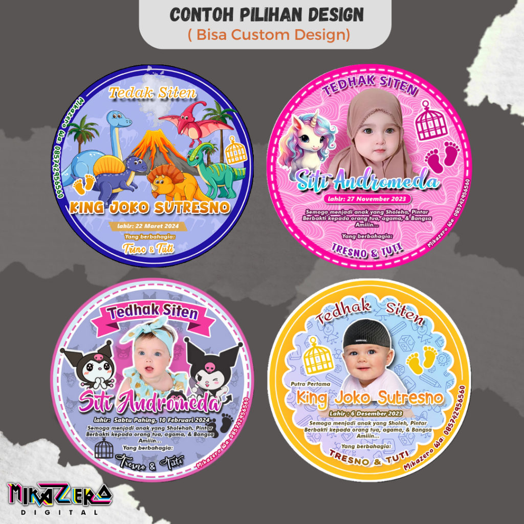 

Stiker Tedak Siten Dundunan Custom Kertas Stiker Awet Tidak Luntur dan Tebal
