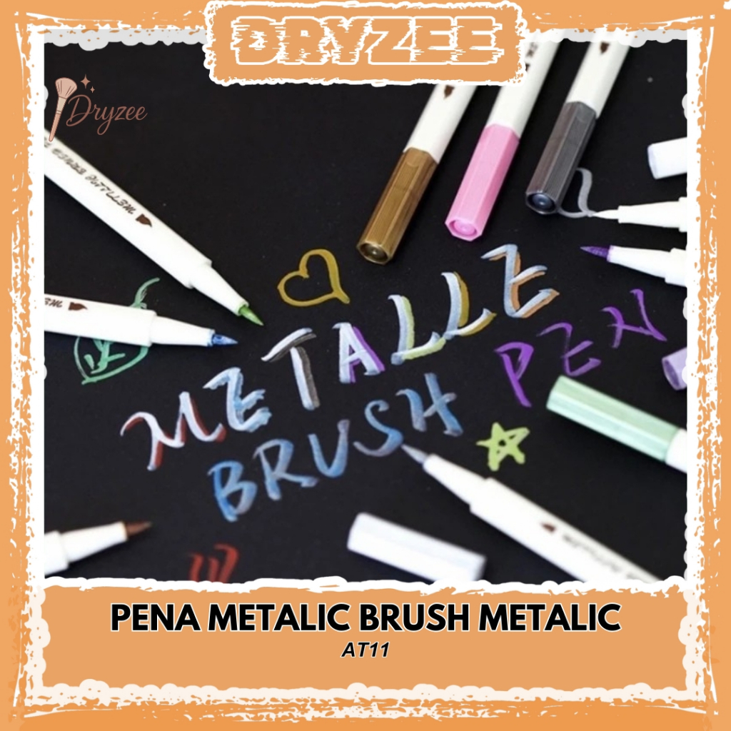 

Pena Metalik Brush Metallic Brush Pen Spidol Pena Metalik Warna Warni - AT11