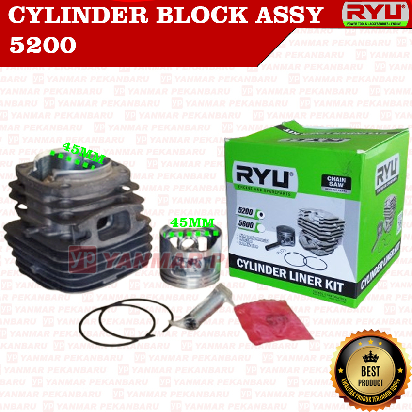 5200 Cylinder Block blok komplit Chainsaw sinso senso gergaji mini Ryu