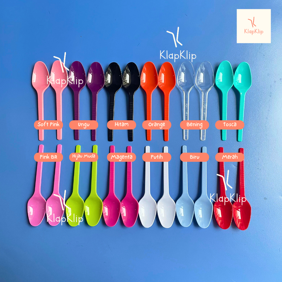 100pcs Sendok Teh Plastik Warna / Sendok Makan Kecil / Sendok Yogurt / Sendok Puding Kecil / Sendok 