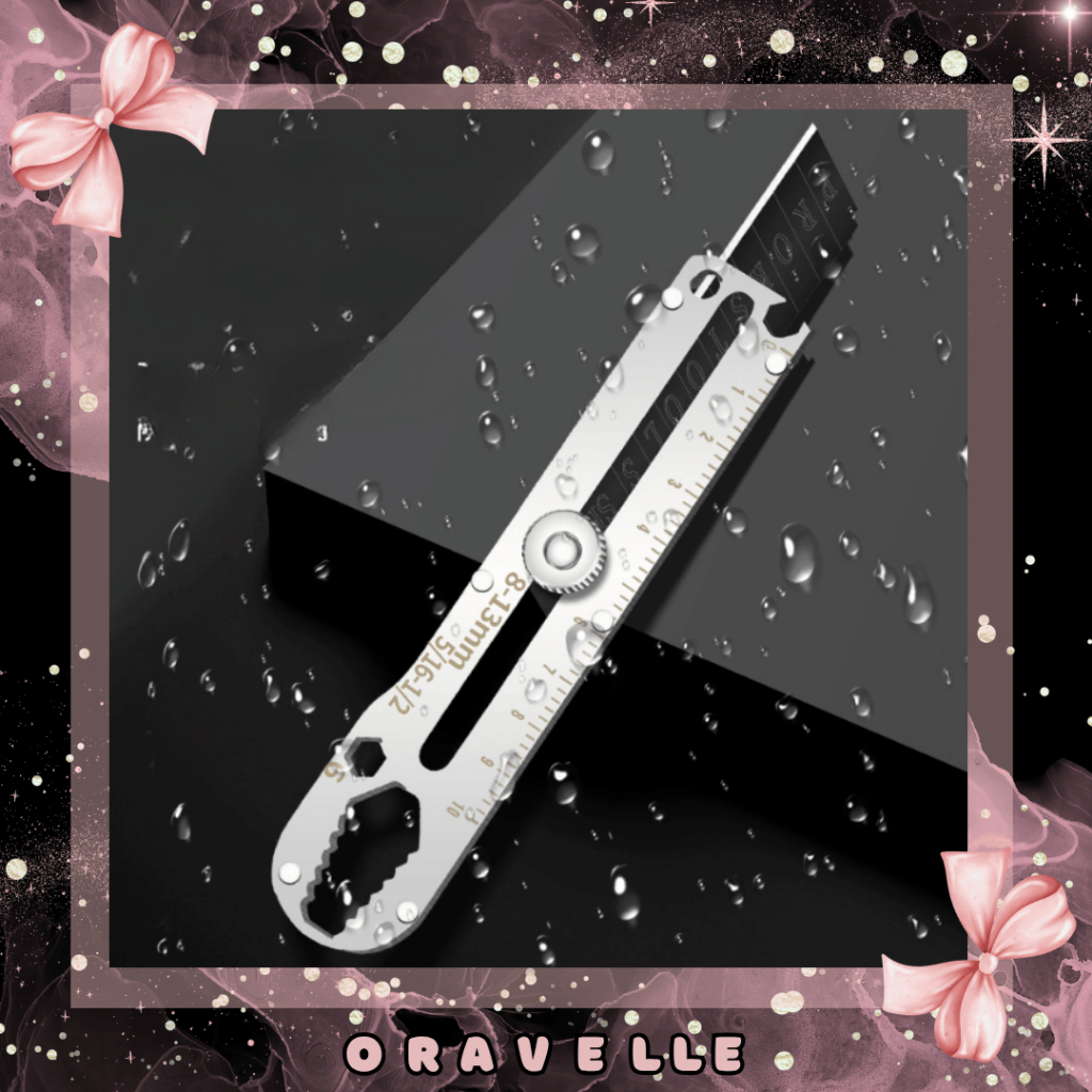 

ORAVELLE |Pisau Cutter Stainless 9in1 Anti Karat Survival | Cutter 9in1 Multifungsi | Pisau Cutter Penggaris | Cutter Stainless Pemotong Kertas Tajam Anti Karat