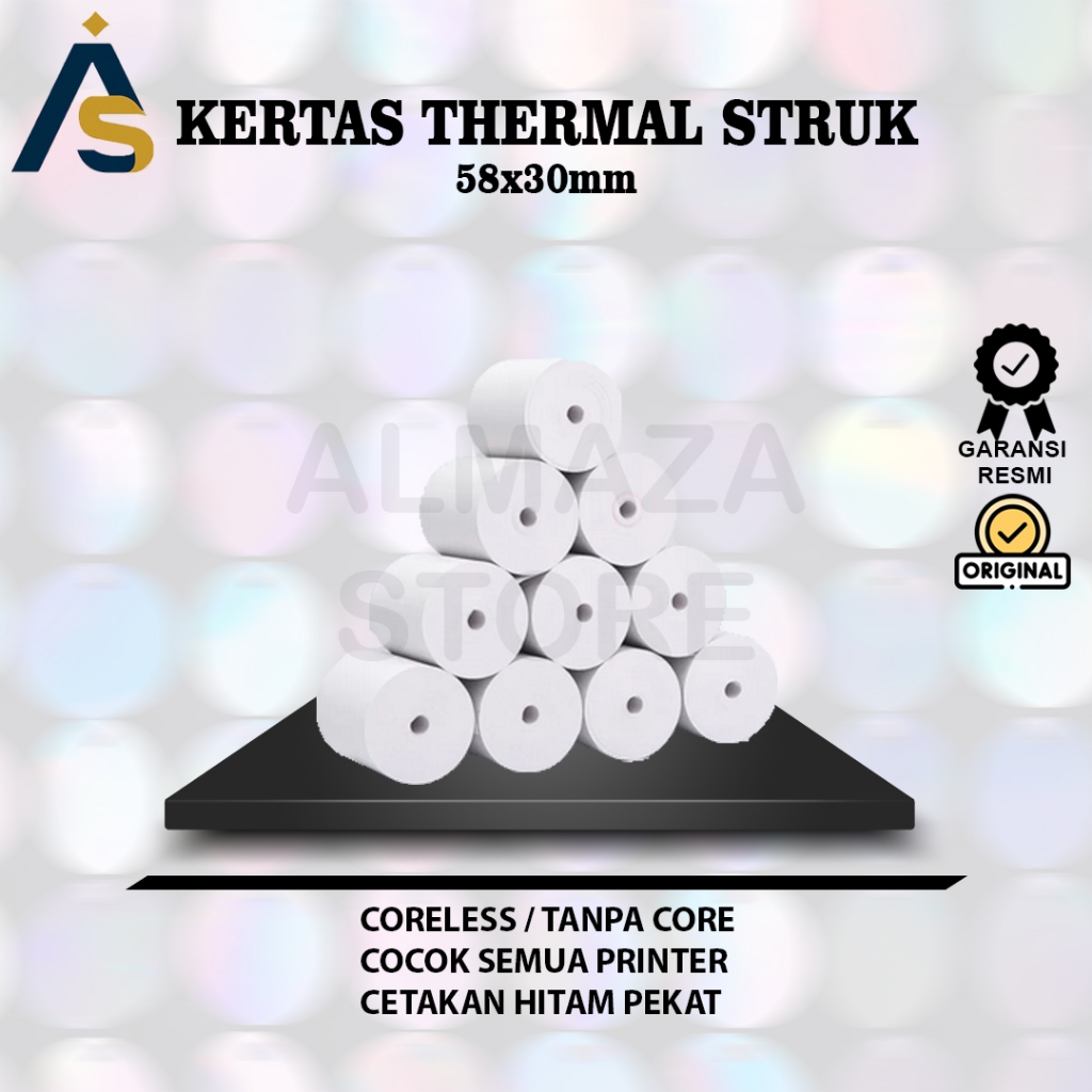 

Kertas Thermal Iware 57 x 30 mm | 57x30mm Struk Kasir Printer 58mm