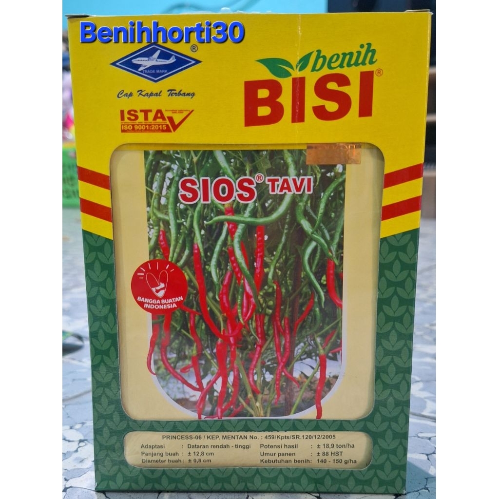 1 kotak/ 12 Bungkus Benih Cabe Keriting Sios Tavi f1 isi 10 gram