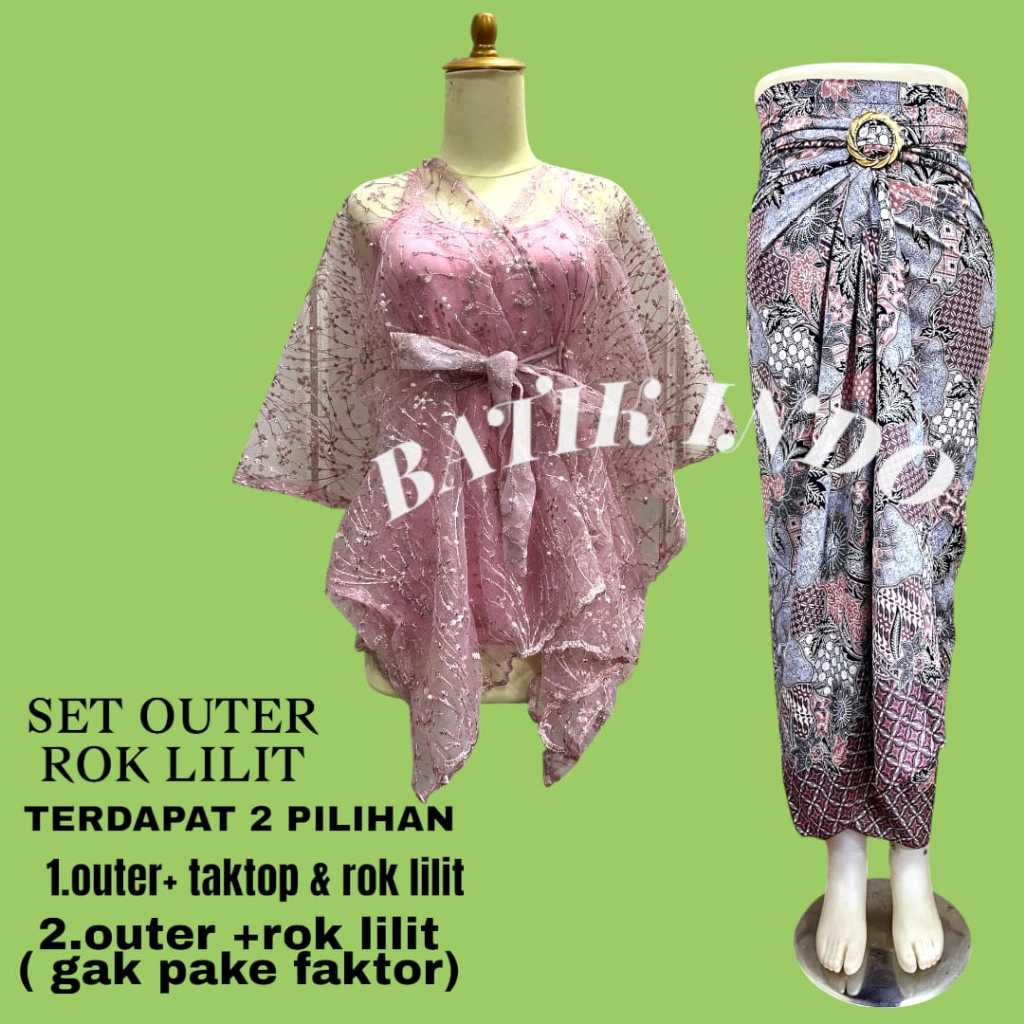 outer set Kondangan Wanita Kekinian Kebaya batik Modern Remaja untuk Kondangan wisuda