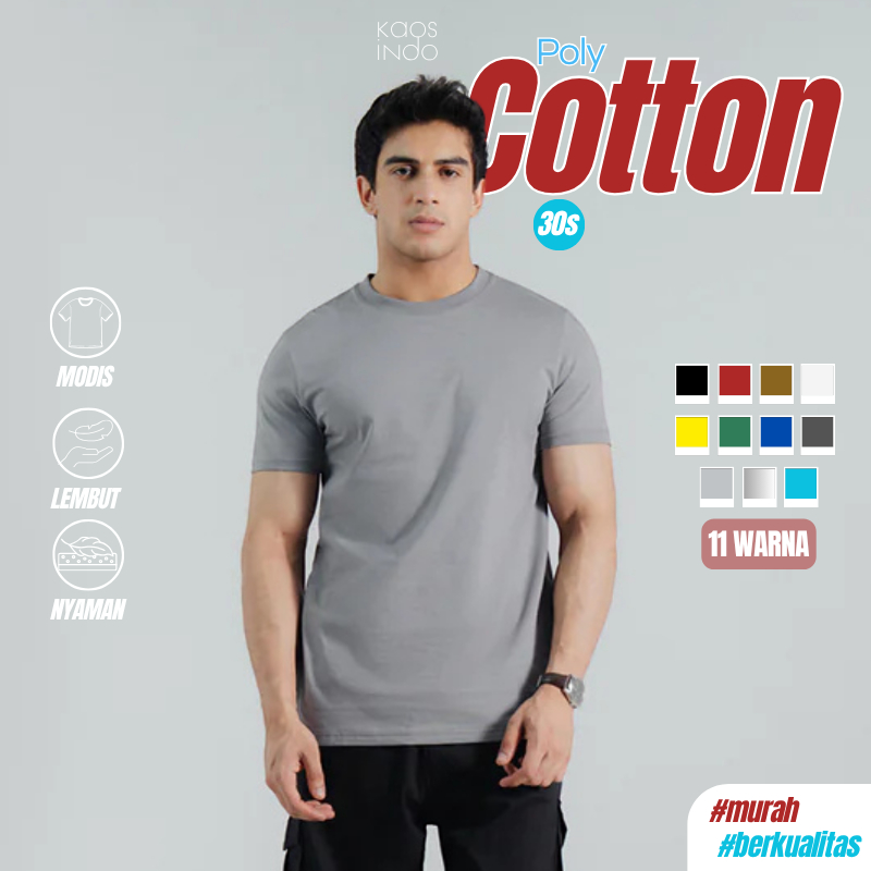 Kaos Polos Pria Cotton Combed Premium 30s REGULER FIT Unisex S M L  XL XXL - kaosindo