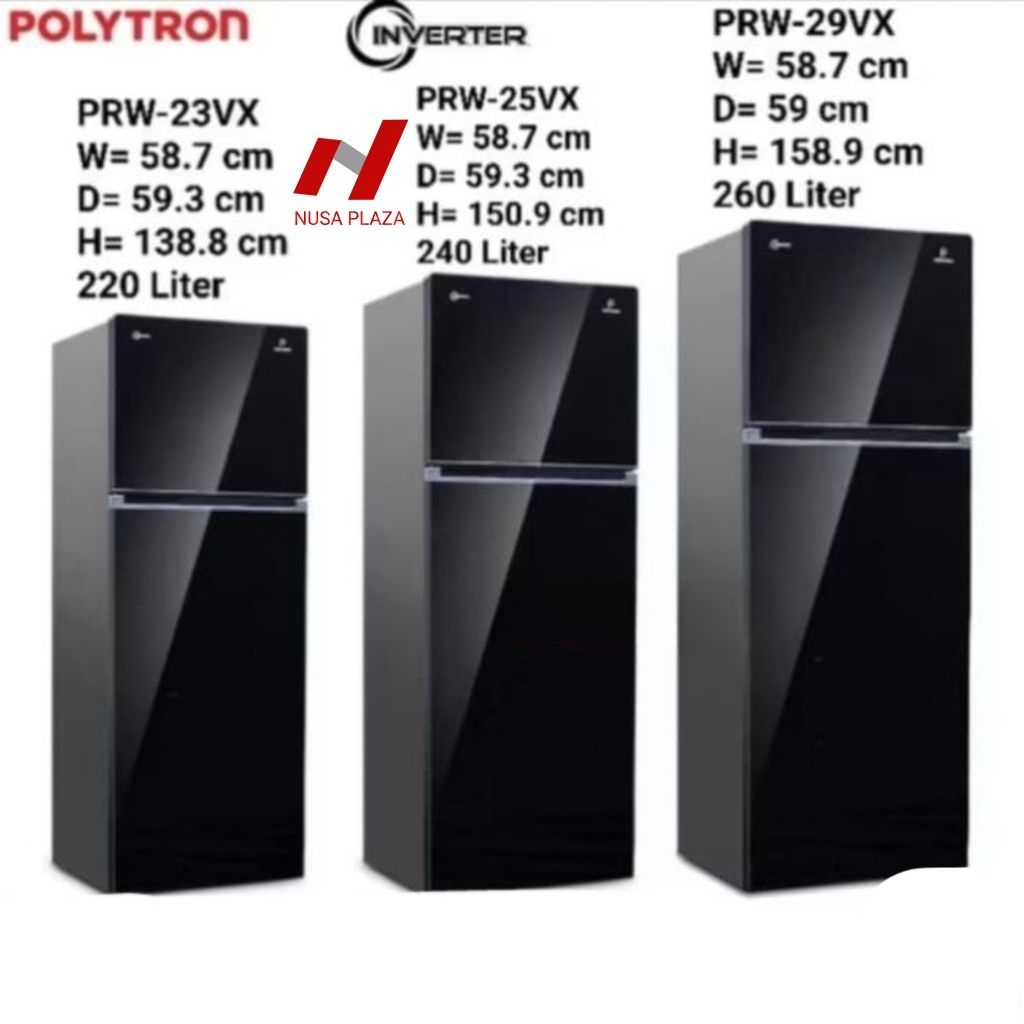 KULKAS POLYTRON 2 PINTU INVERTER PRW-23VX / PRW-25VX / PRW-29VX BELLEZA JUMBO