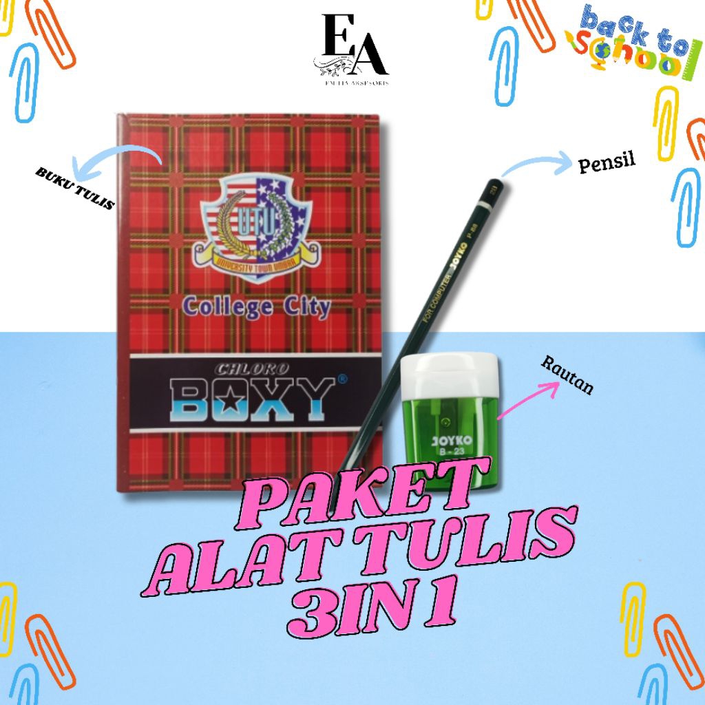 

Paket Alat Tulis Set Bundling Alat Tulis perlengkapan sekolah Buku Pensil Pulpen Rautan Correction Tape