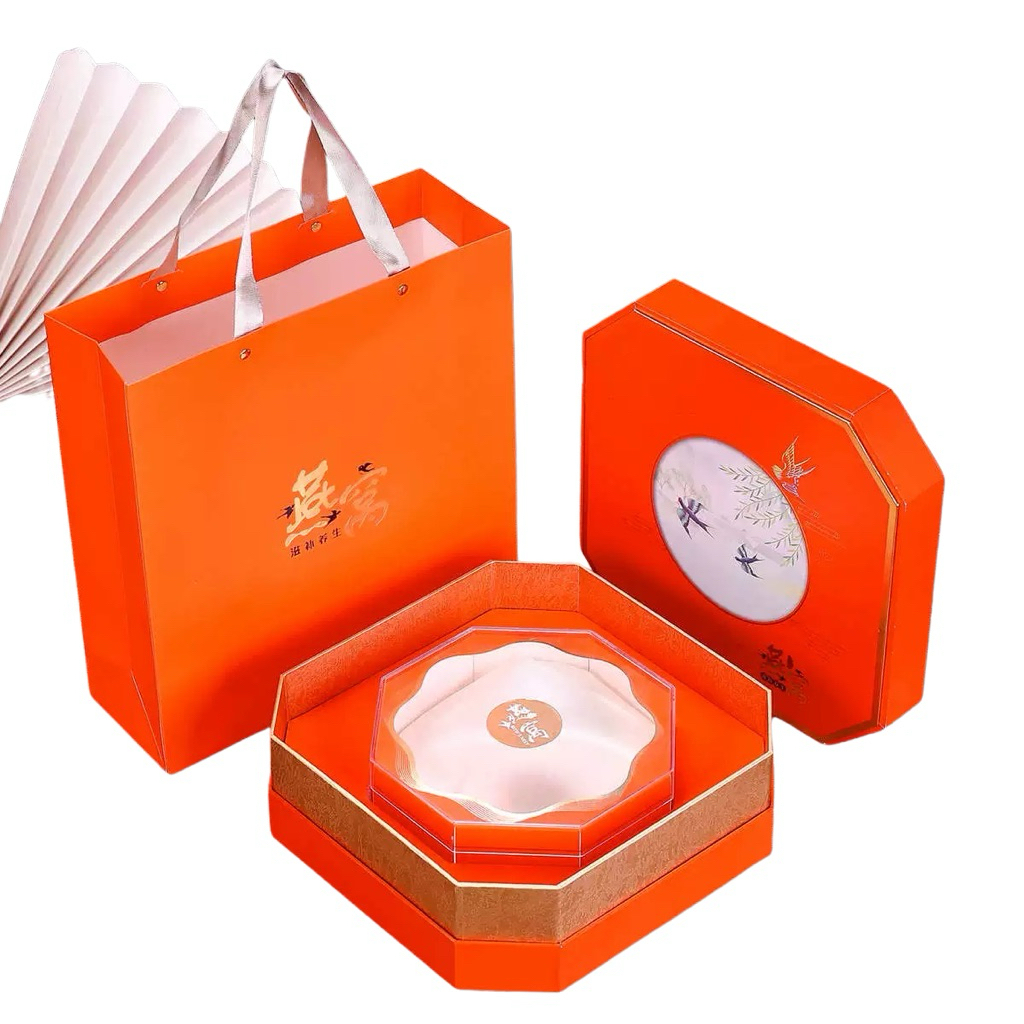 

Kotak Walet Orange Mika box plastik Segi 100-250g 燕窝礼盒八角型 gift box birdnest