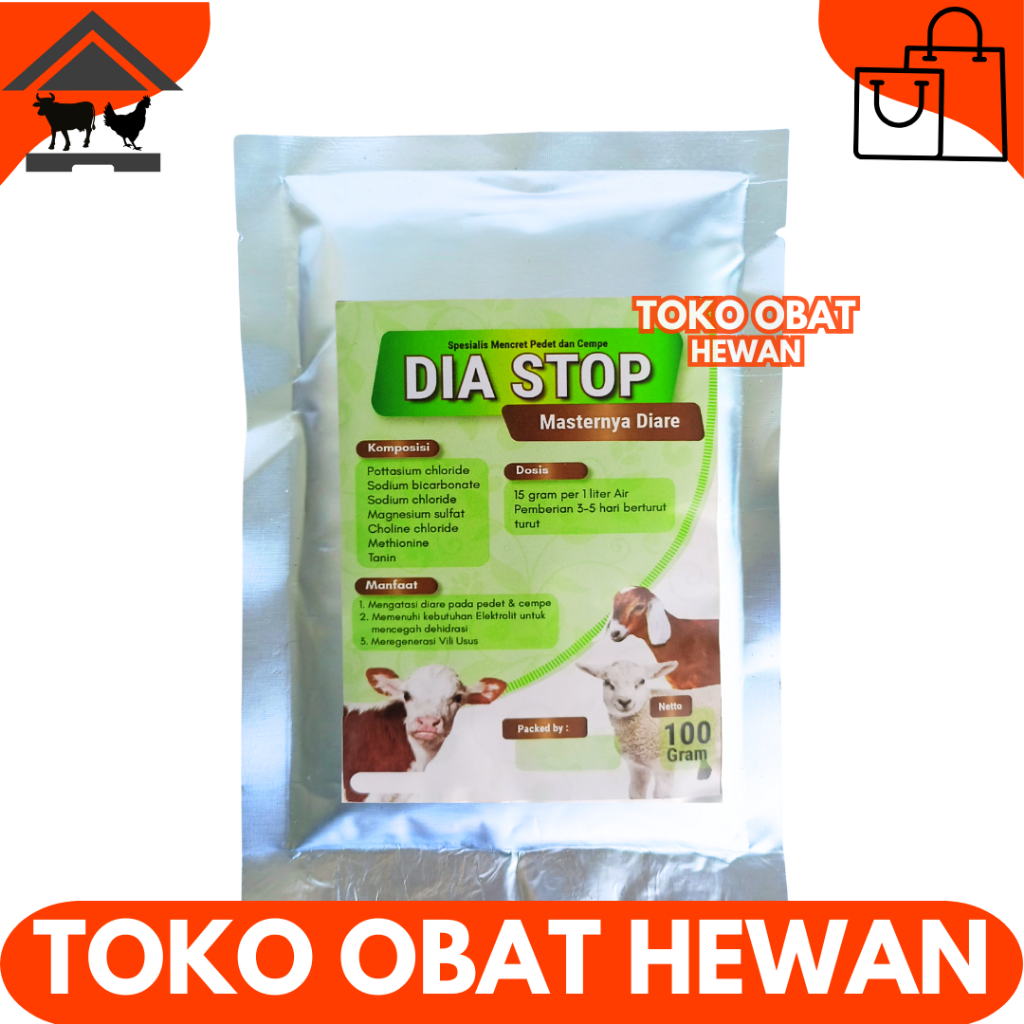 DIA STOP 100 GRAM - Obat Diare Mencret Sapi Kambing Domba Pedet Cempe - Obat Mencret Kambing - Obat 