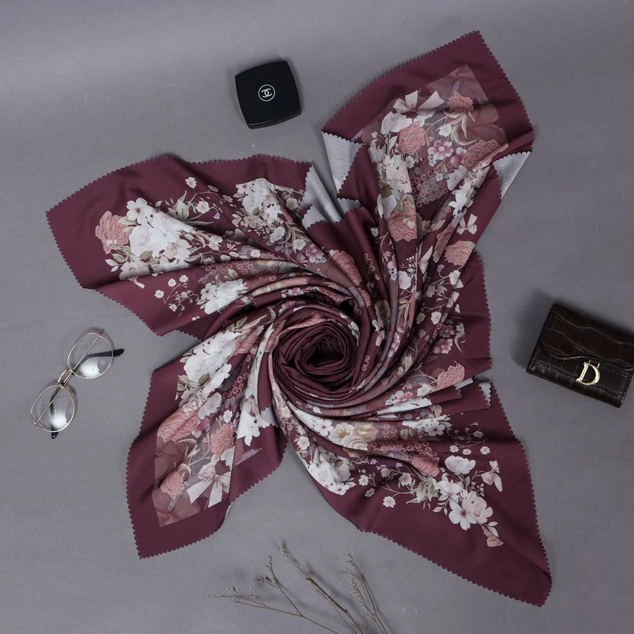 S551 Hijab Segi Empat Motif 115 x 115 Sublime Premium Merah Maroon