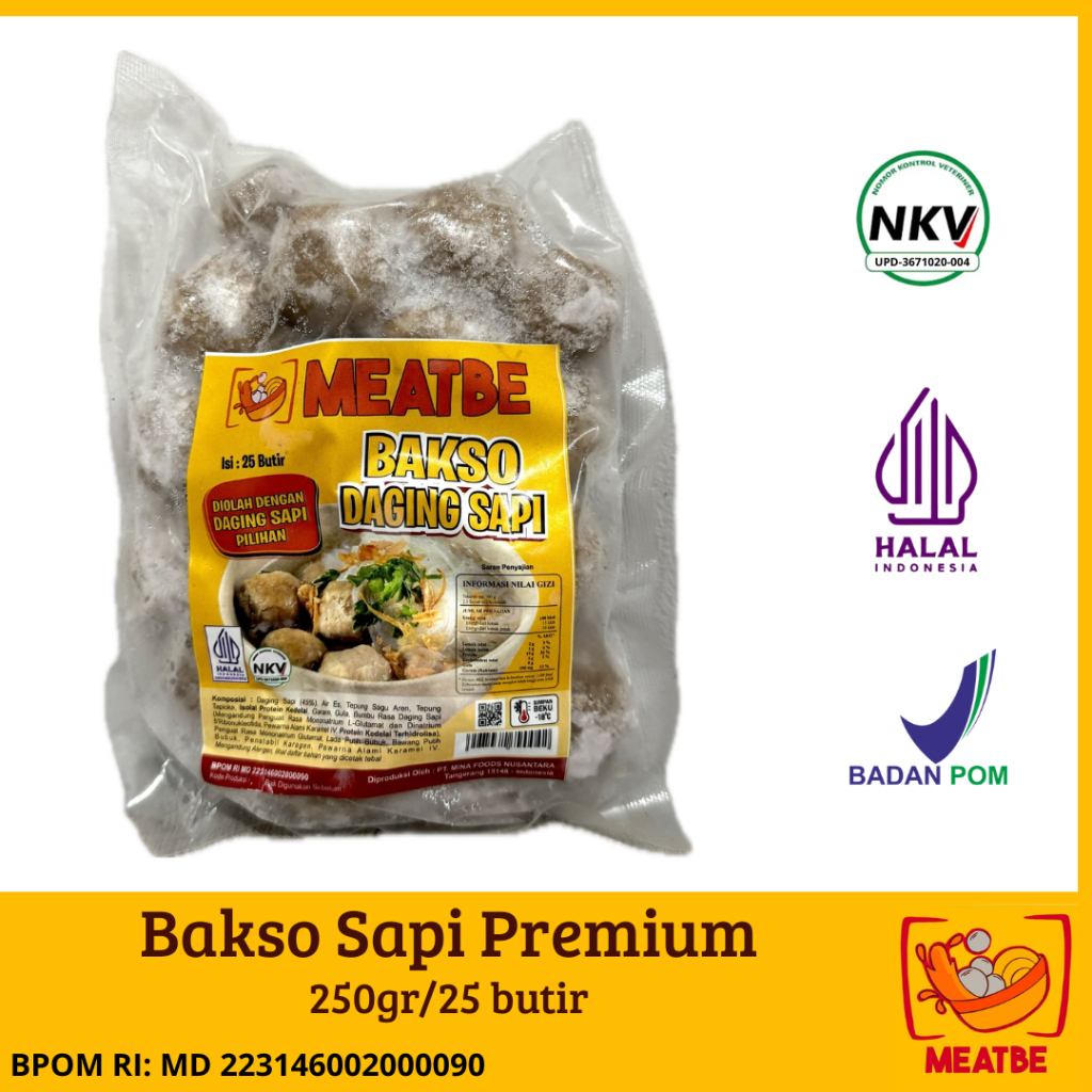 

Bakso Sapi Premium Meatbe (25 butir) Frozen