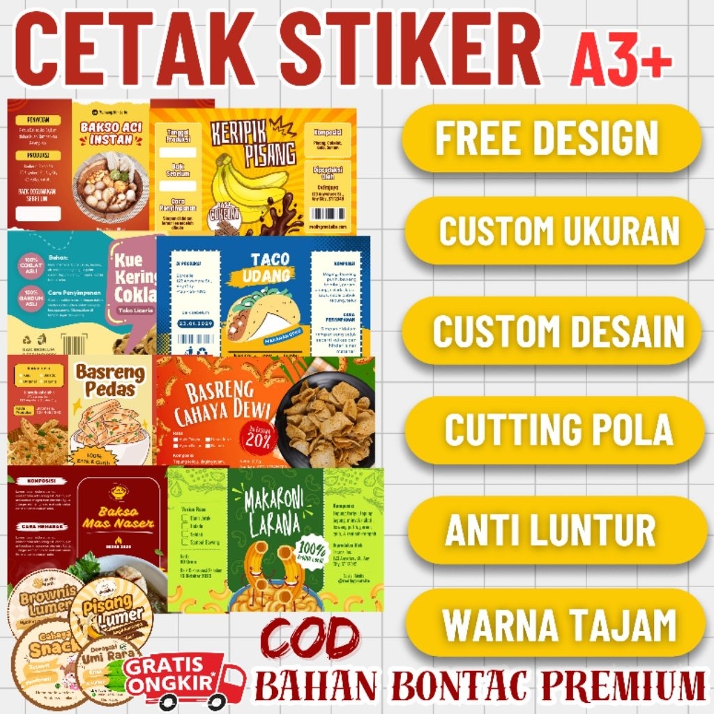 

stiker Lebel makanan custom desain free cutting dan desaign