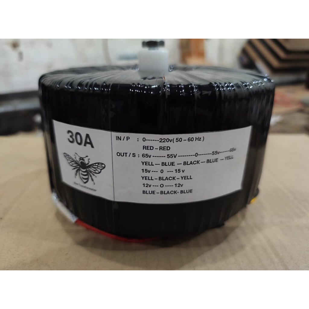 Trafo toroid 30amper murni ct 65v-55v free baut pemasangan