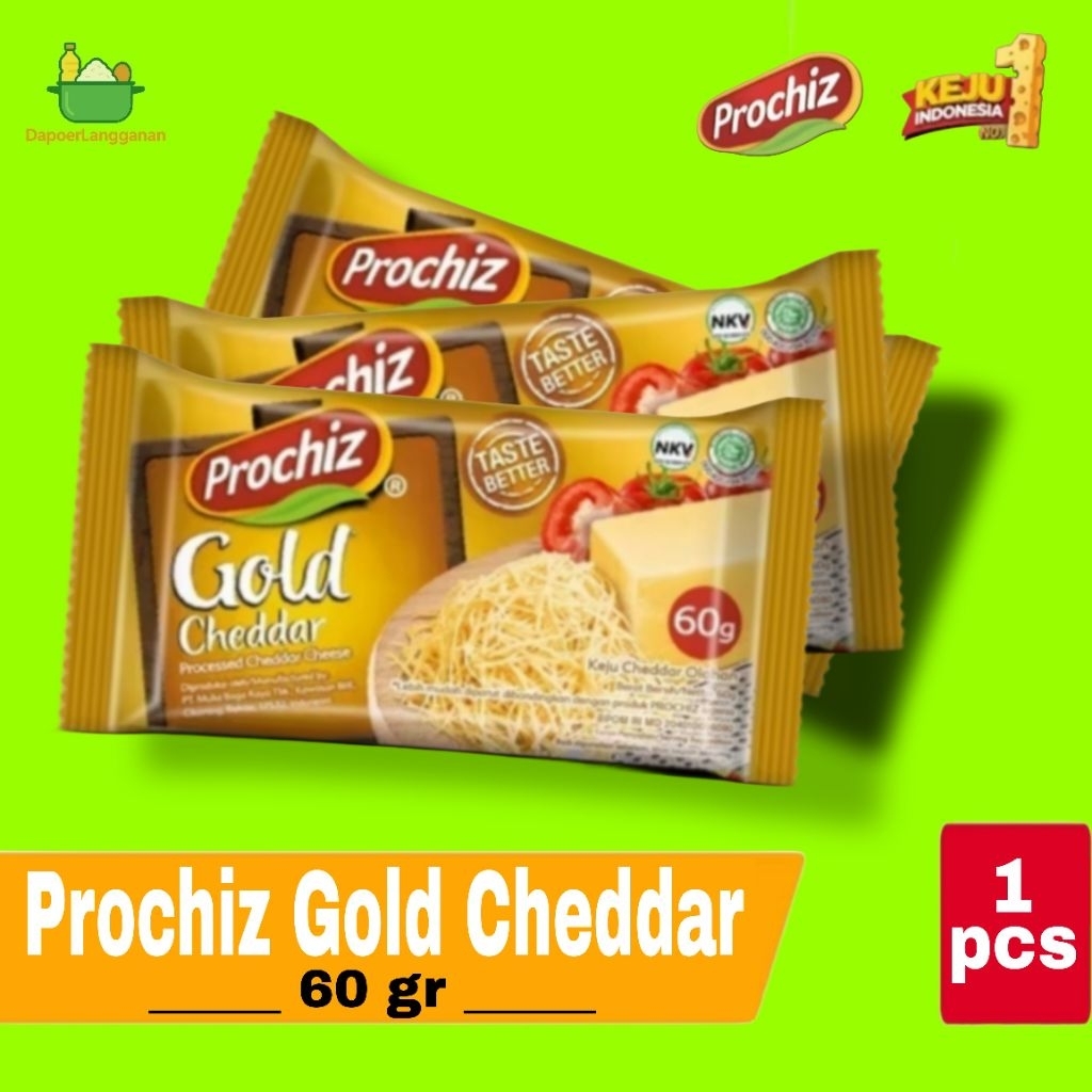 

Prochiz Gold Cheddar 60gr Keju Serbaguna Harian Rasa Gurih Asin Enak