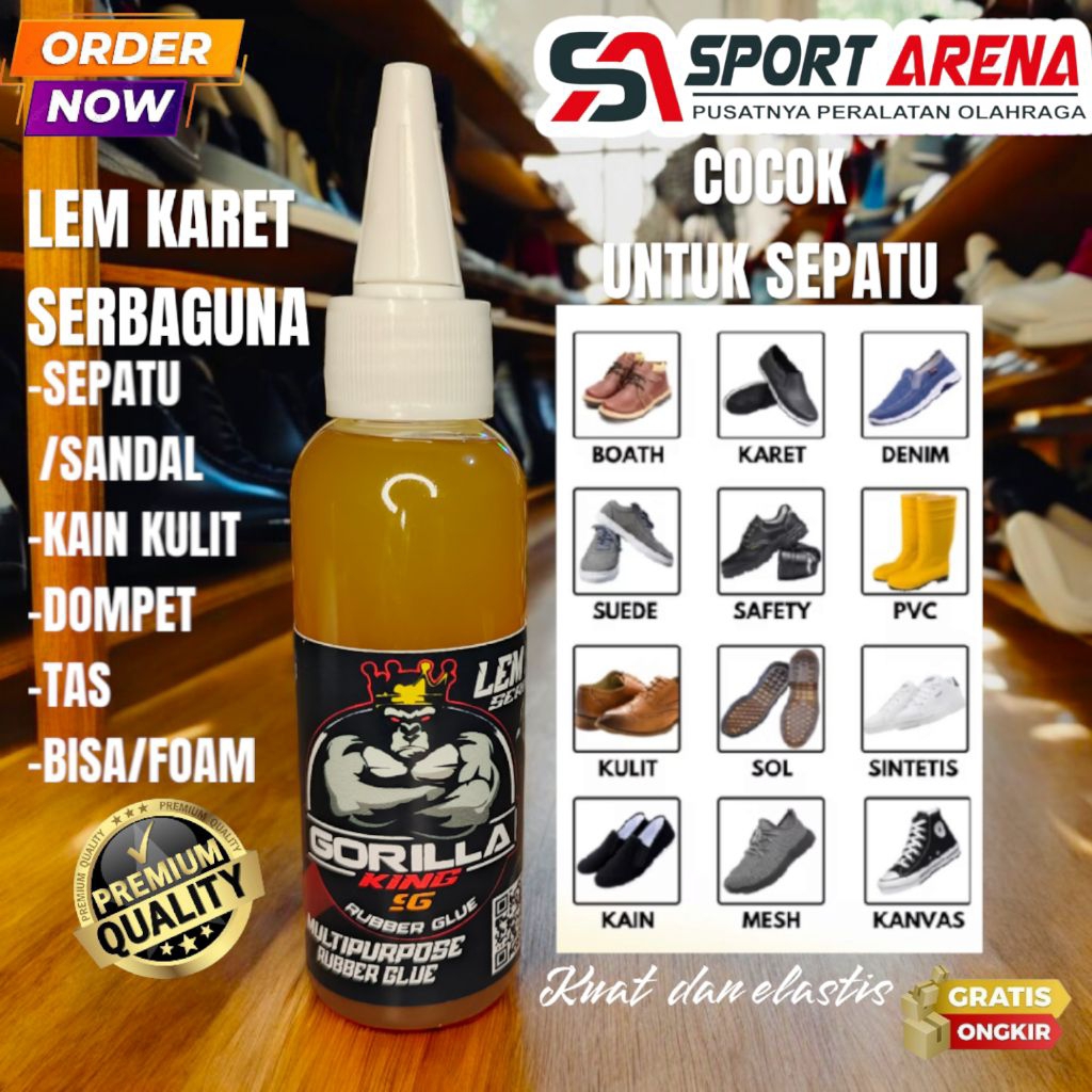 LEM KARET SUPER KUAT /LEM KARET SERBAGUNA GORILLA KING/LEM SEPATU SANDAL /LEM KUNING