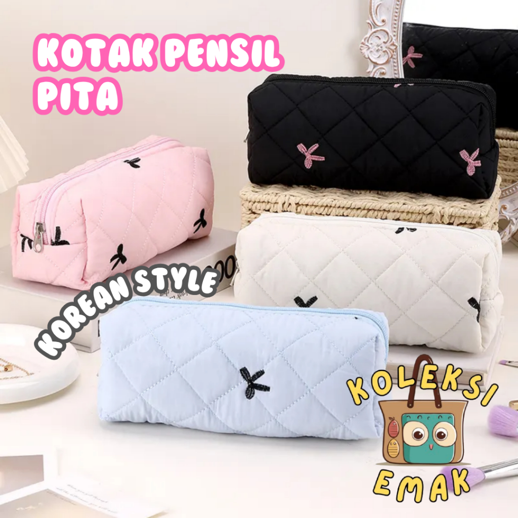 

Kotak Pensil Motif Pita Coquette Tempat Pensil Sekolah Kapasitas Besar Stationery Bag Pouch Make Up Korea SB-19