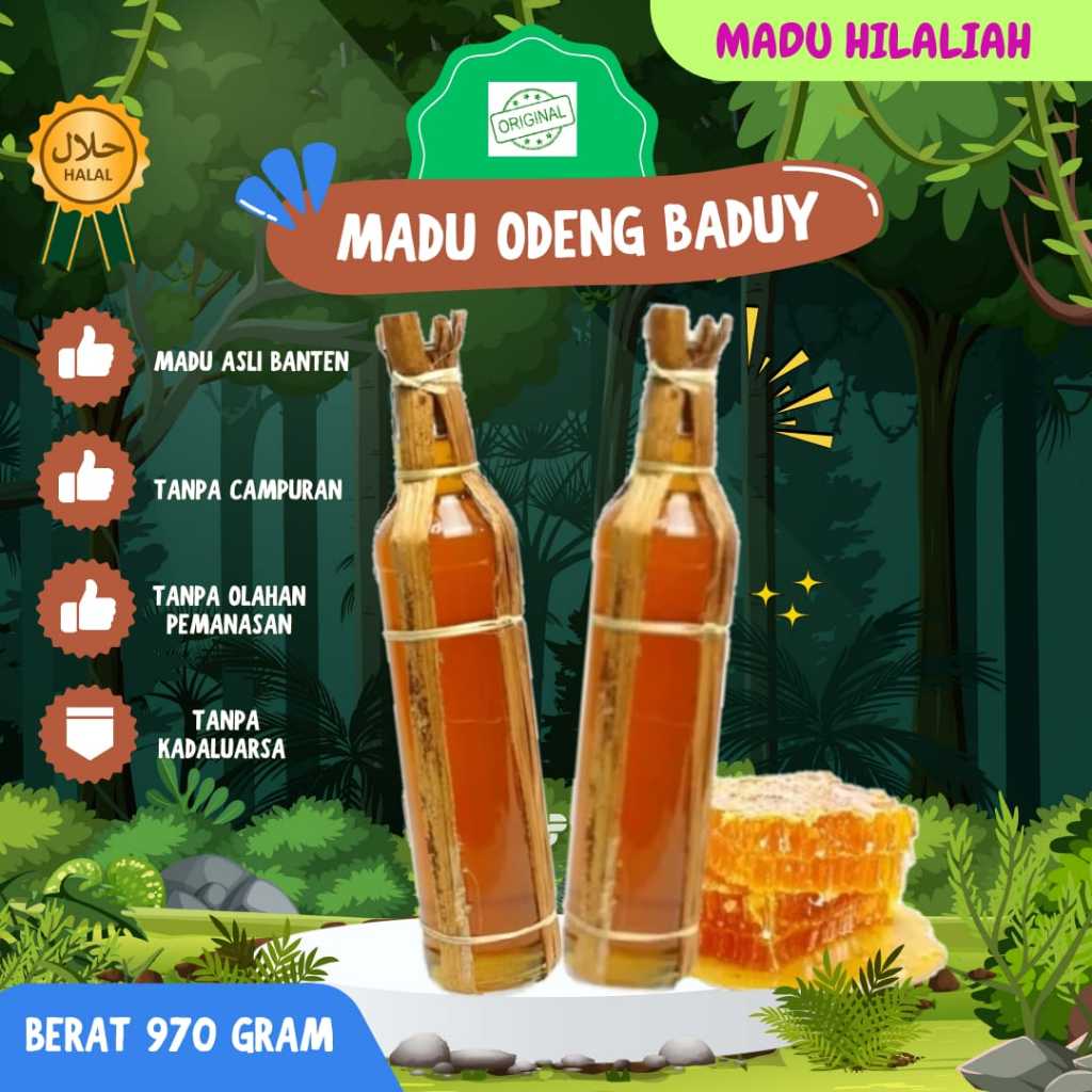 

PROMO: Madu Odeng Asli 100% tanpa campuran, madu hutan baduy kemasan botol marjan (berat 970 gram)