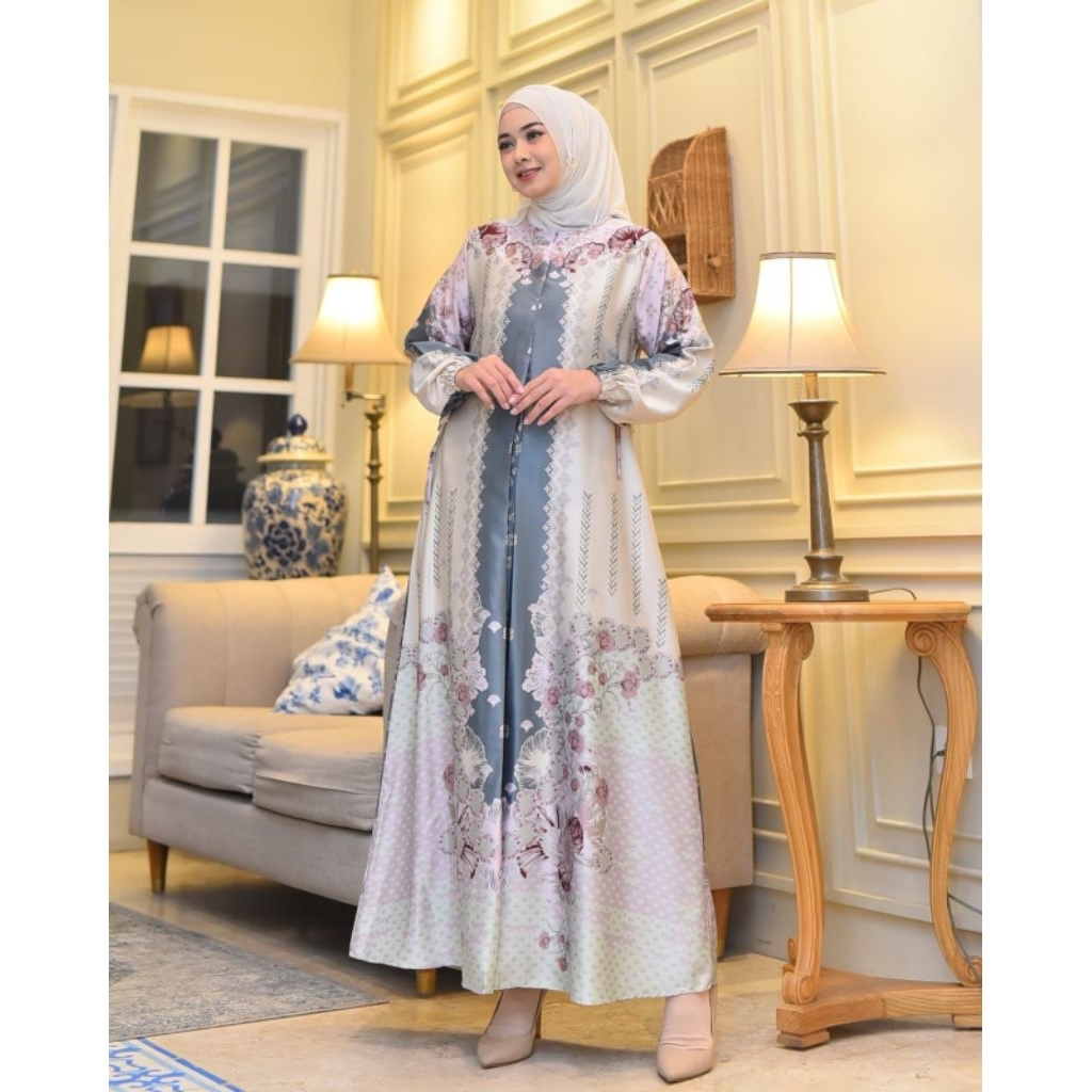 Gamis Silk Premium Terbaru |Gamis Motif Bunga Terbaru | Gamis Motif Etnik Silk Premium|Gamis Motif B