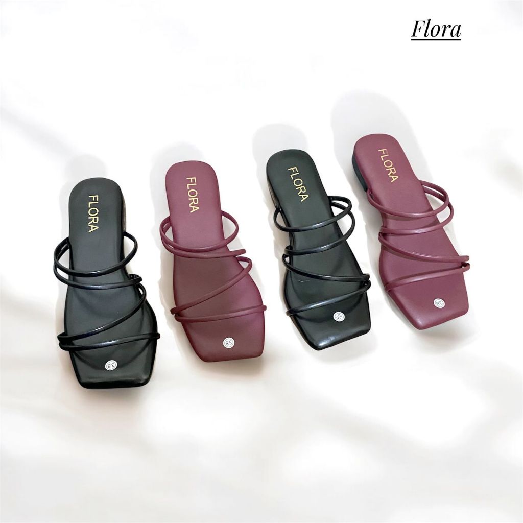 Shonique - Wilona Sandal Flat Wanita Teplek Hak 2cm Sendal Korean Style Empuk