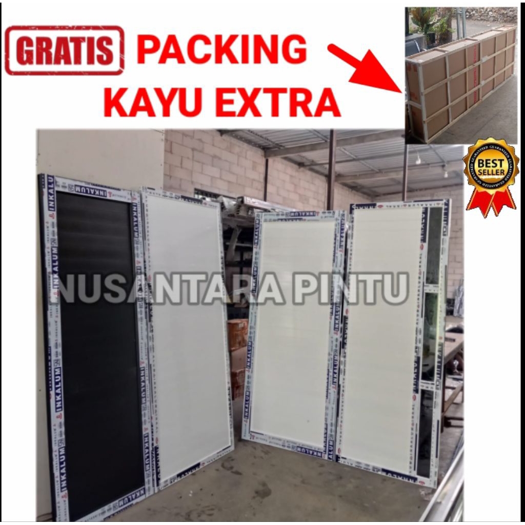 DAUN PINTU ALUMINIUM 80x200/90x200(BEBAS COSTUM) KOMPLIT FREE PACKING KAYU