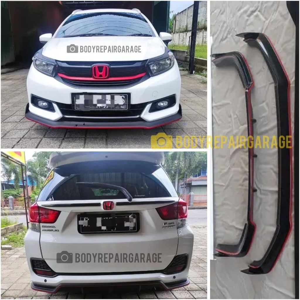 front lips diffuser mobilio e s hitam list merah