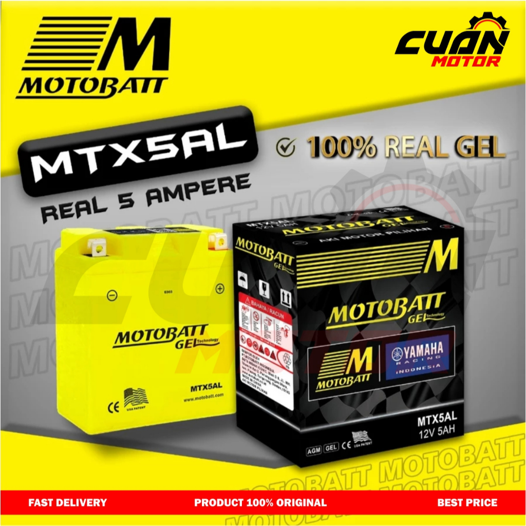 ACCU AKI MOTOBATT MTX5AL ORIGINAL  AKI MOTOR SUPRA GRAND MIO