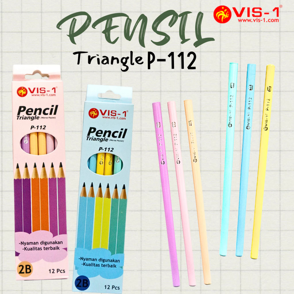 

(PER PACK) VIS-1 - Pensil Triangle 2B P-112 / Pensil Lucu / Pensil Warna Pastel