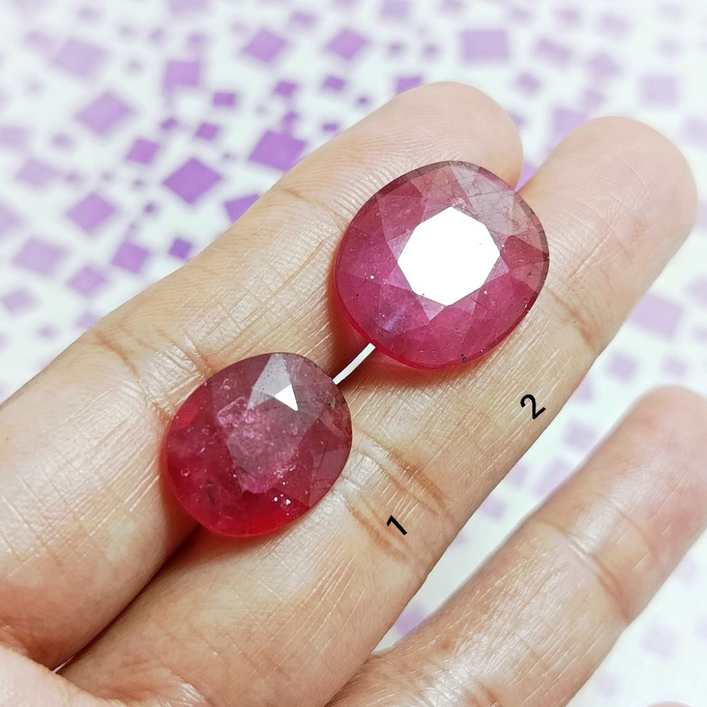Natural Batu Permata Merah Ruby Cutting Oval / Rubi Original