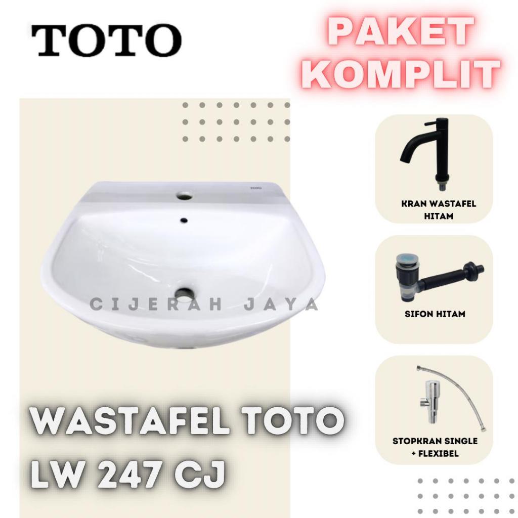 PAKET WASTAFEL TOTO LW247J + KERAN + SIFON + FLEXIBEL / WASTAFEL TOTO KOMPLIT LW 247J LW 247 J