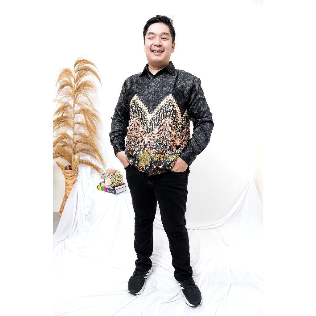 ATASAN PRIA FORMAL/KEMEJA PRIA PREMIUM/KEMEJA PESTA SATIN/KEMEJA PESTA BATIK SATIN LENGAN PANJANG LE
