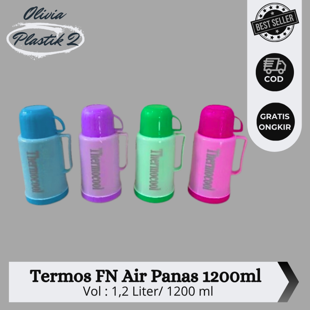 FREE BUBBLE WRAP Termos Air Panas Merk FN 1200ml/ 1,2ltr Warna Lucu