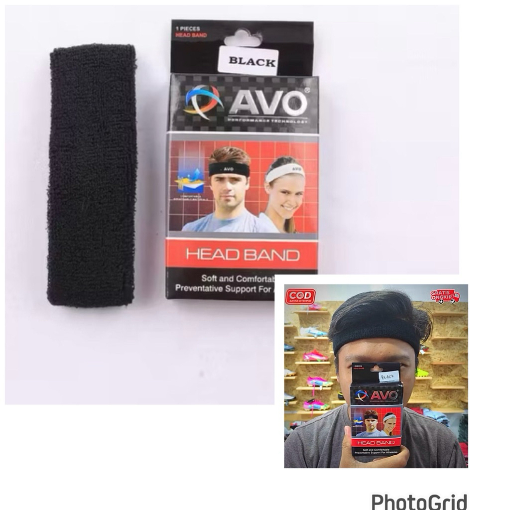 Head Band AVO / Ikat Kepala Olahraga bulutangkis, tenis, basket, dll