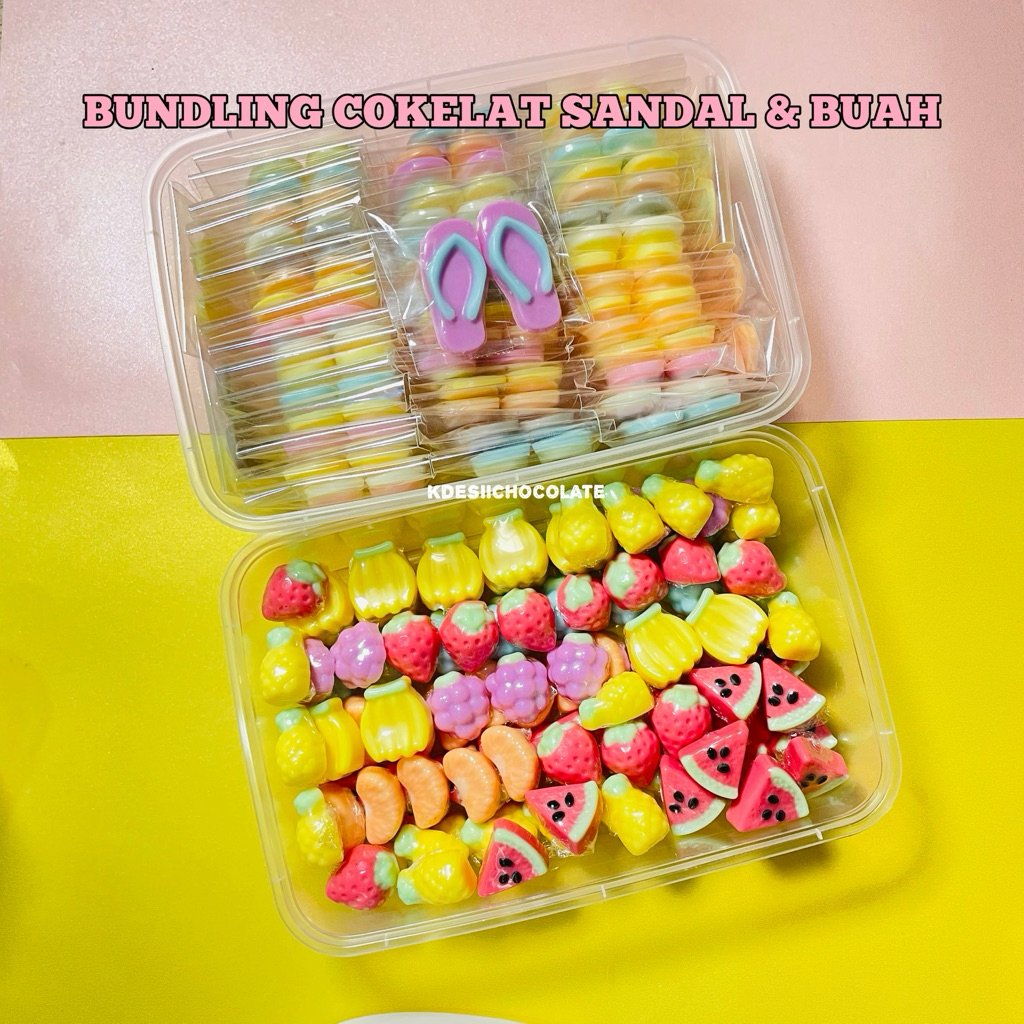 

Paket usaha bundling cokelat karakter sandal & buah
