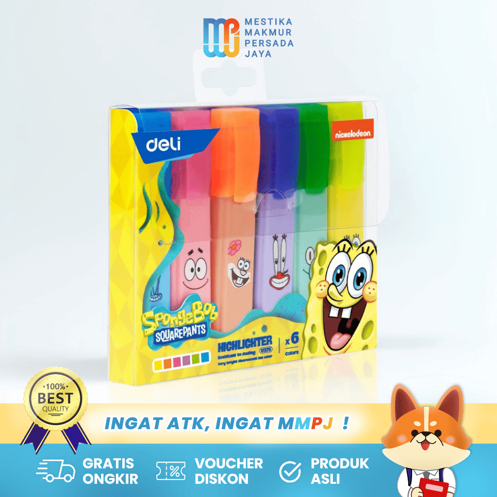 

Deli Highlighter / Stabilo Chisel Tip 1‑5 mm - 6 Pcs Spongebob Edition EU375