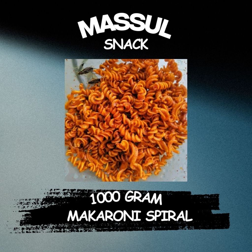 

[1000 gram] Makaroni Spiral Camilan Pedas Kering Kriuk Murah