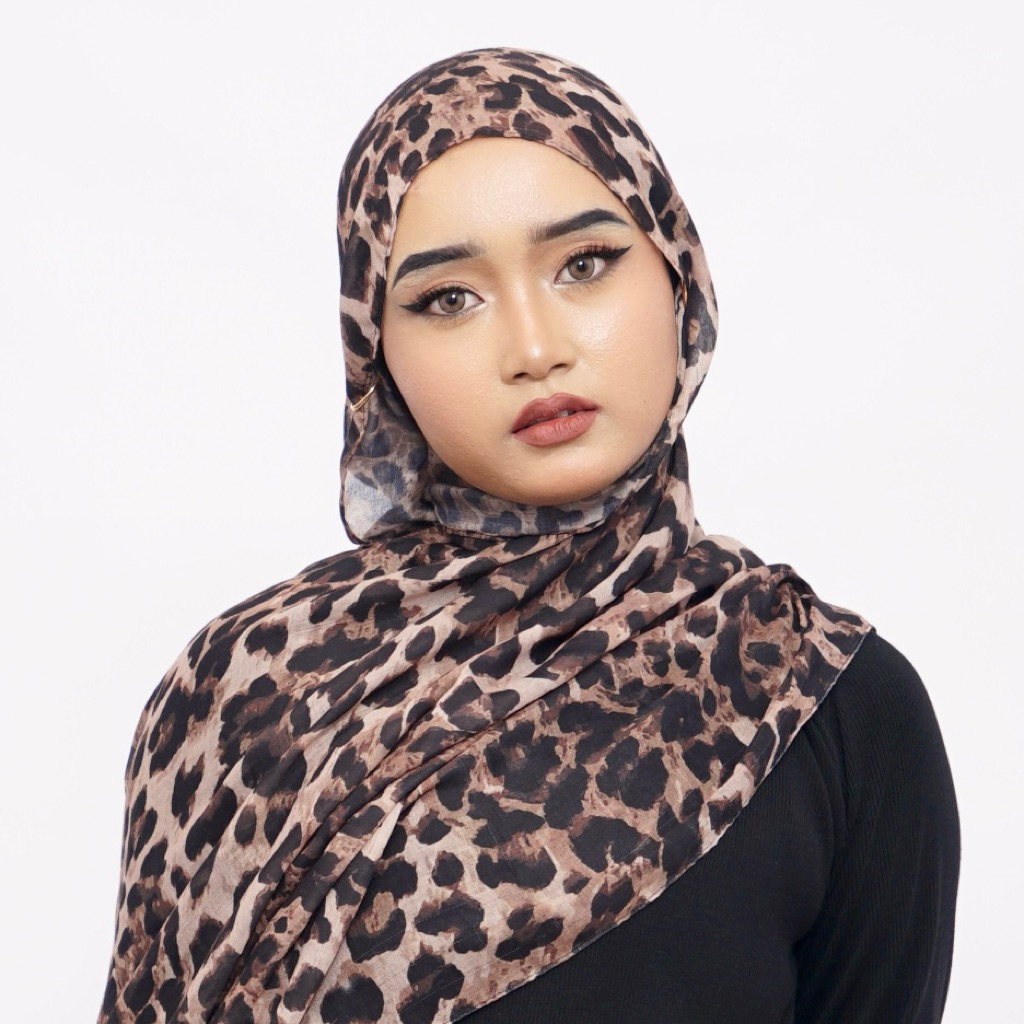 Bellara Panther Printed Cotton Pashmina | Fasyca | Printed Pashmina | Printed Hijab | Printed Cotton