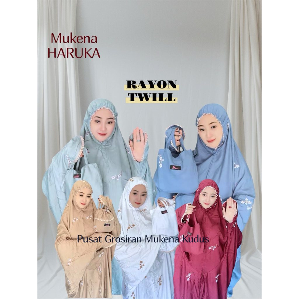 MUKENA LAJURAN HARUKA MUKENA TERUSAN SANTRI MUKENA BORDIR TERKINI ADEM LEMBUT