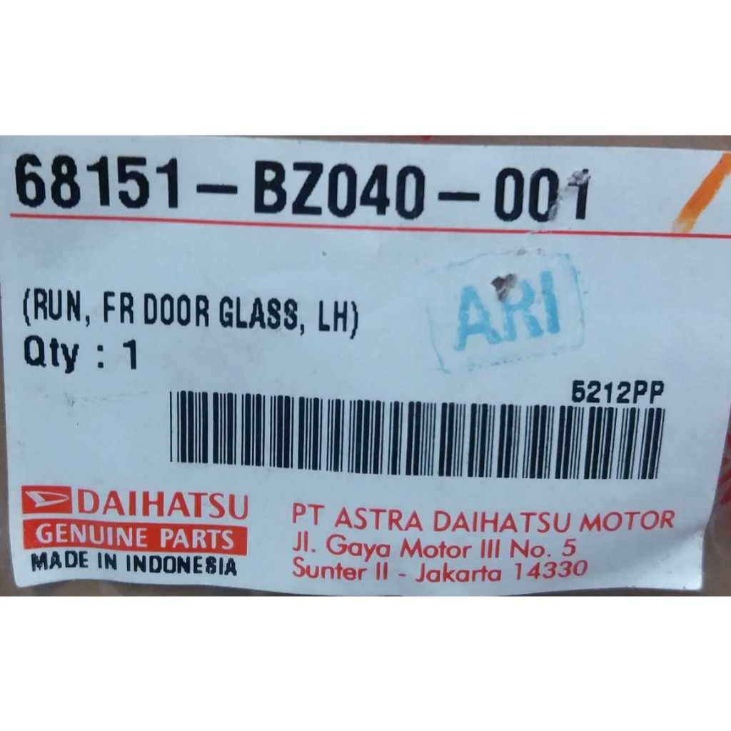 Karet Kaca Pintu Depan Kiri DAIHATSU Rush- Terios