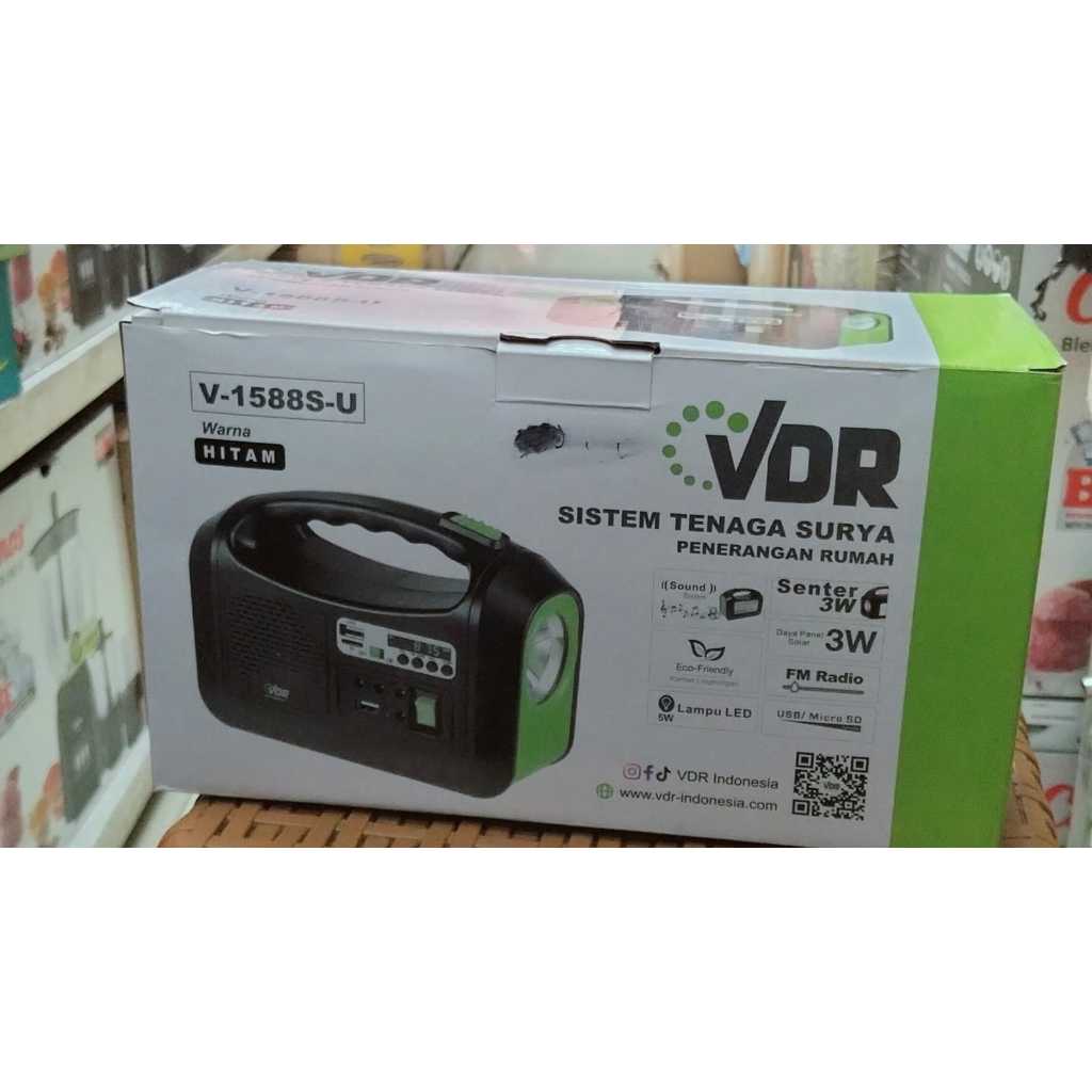 Lampu Senter Led Multifungsi VDR V-1588S-U Dilengkapi Dengan Speaker + Bluetooth + Radio FM + USB/TF