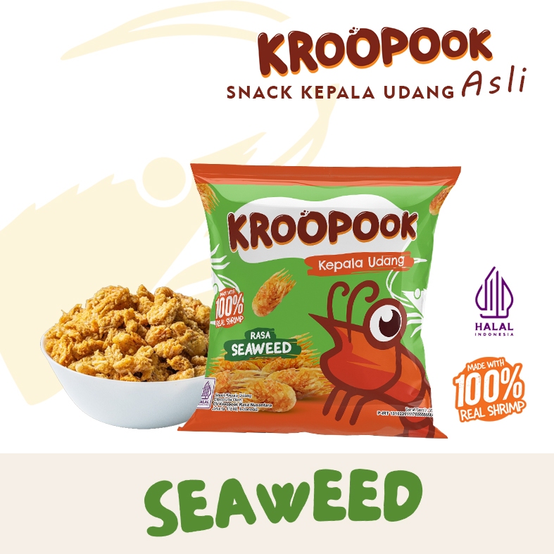 

3 pcs x 35gr KROOPOOK Kepala Udang Snack Seaweed Flavour (Rumput Laut)