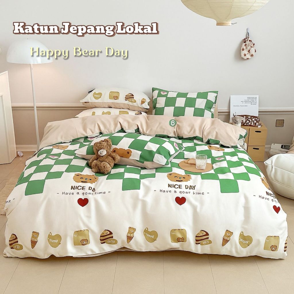 Bedcover Set Sprei Katun Jepang CVC Motif Anak Kartun Termurah | Uk 90X200/100X200/120X200/160X200/1