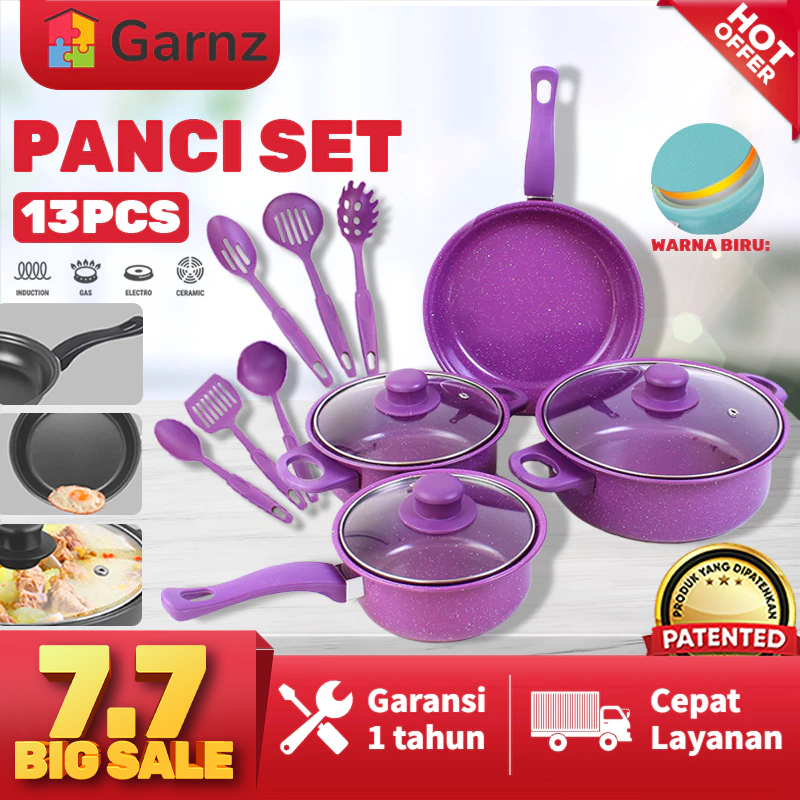 Cookware Panci Set 13 IN 1 Wajan Penggorengan Spatula Set Isi 13Pcs 1 Set Frypan Saucepan
