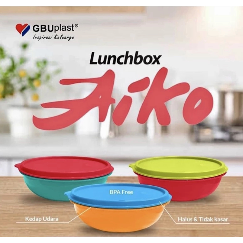 GBU Plast Aiko Kotak Makan 3 Sekat Tempat Bekal BPA Free Food Grade Lunch Box